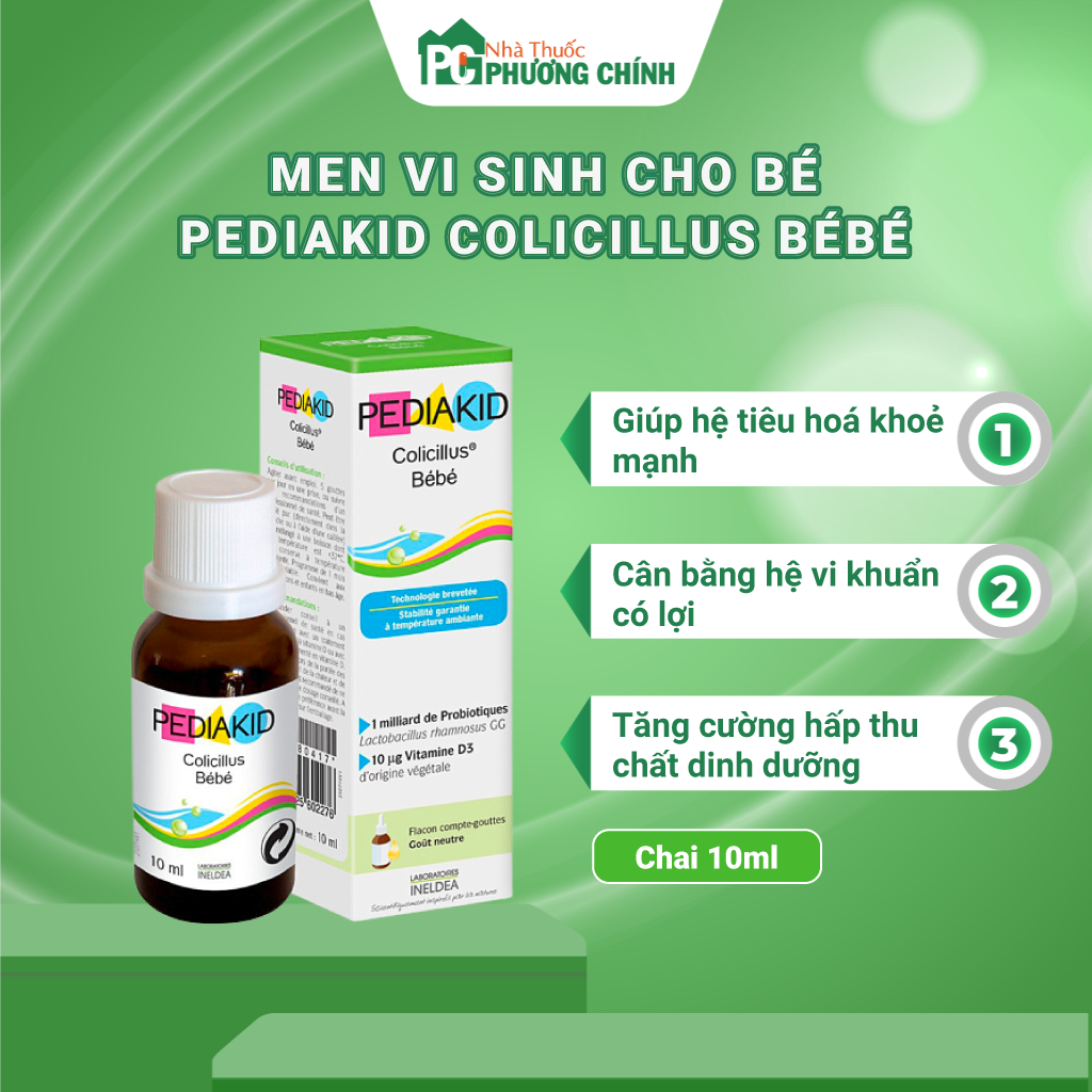 Men Vi Sinh Cho Bé Pediakid Colicillus Bébé Của Pháp - Bổ Sung Lợi Khuẩn, Giúp Cân Bằng Hệ Vi Sinh Đường Ruột (10ml)