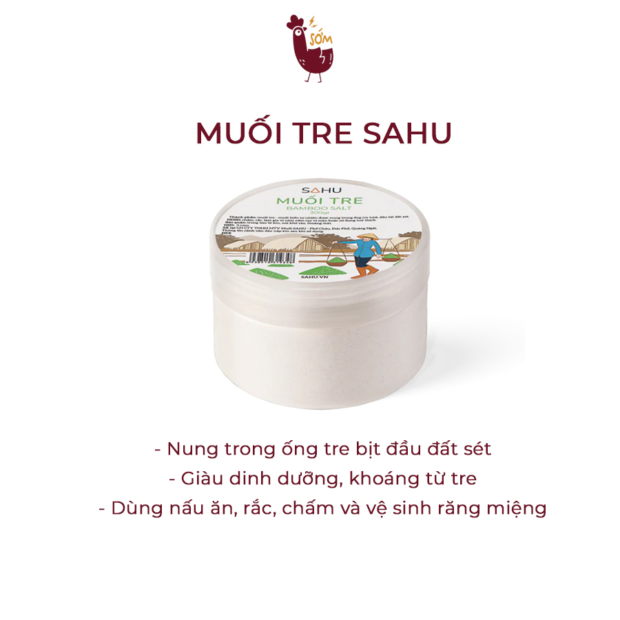 Muối Tre Sahu 300gr (Bamboo Salt) Vị Mặn Dịu, Hậu Ngọt Giàu Khoáng Chất