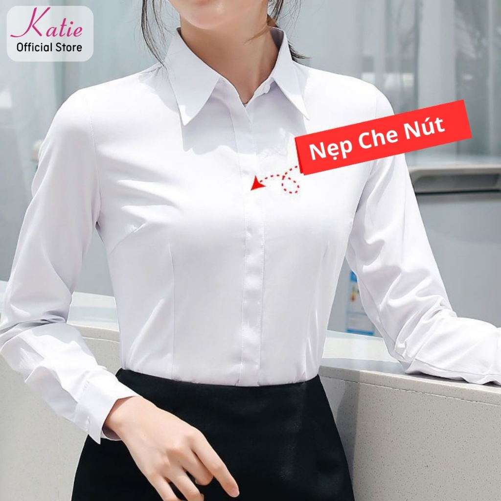Áo Sơ Mi Trắng Nữ KATIE Chiết Eo Kiểu Công Sở Áo Somi Nữ Chiết Ly Tay Dài Và Tay Ngắn So Mi Trắng Chất Cotton Có BigSize
