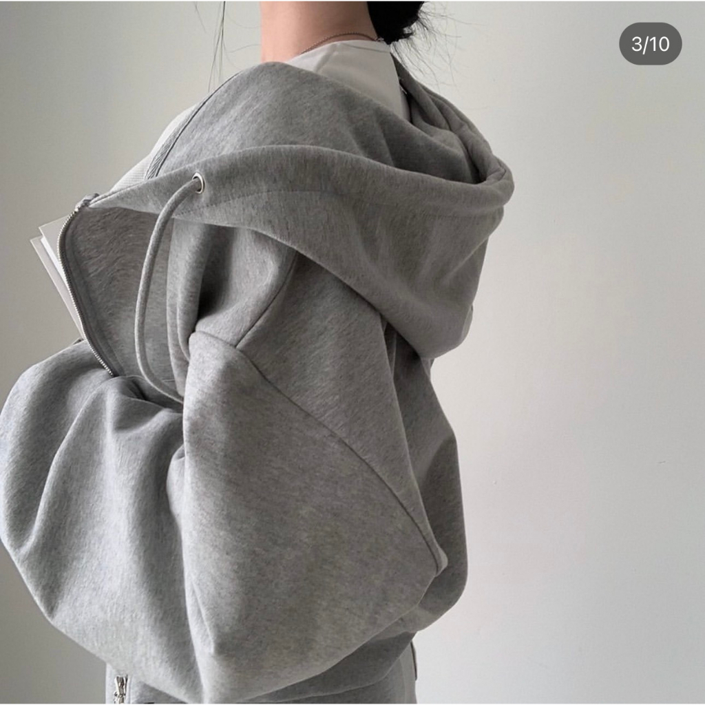 Áo khoác croptop nữ Chất nỉ Mũ 2 lớp, Áo hoodie Zip Hàn dáng rộng siêu xinh vati A074