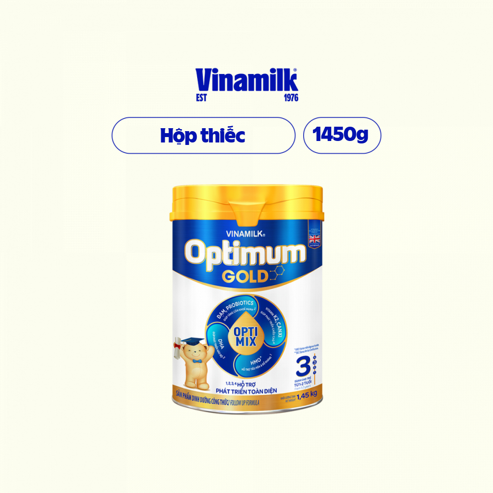 Sữa bột Vinamilk Optimum Gold 3 - Hộp thiếc 1450g (cho trẻ từ 1 - 2 tuổi)