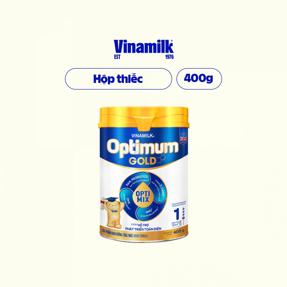 Hộp Sữa bột Vinamilk Optimum Gold 1 - Hộp thiếc 400g (cho bé từ 0 - 6 tháng tuổi)