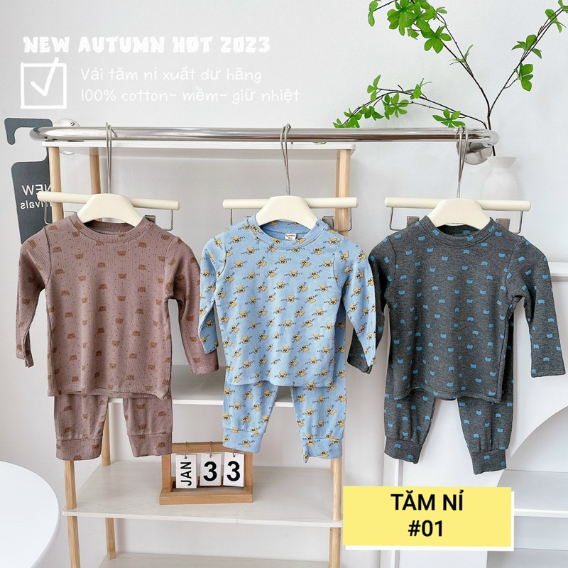 SET 3 BỘ TĂM NỈ XUẤT DƯ CHO BÉ