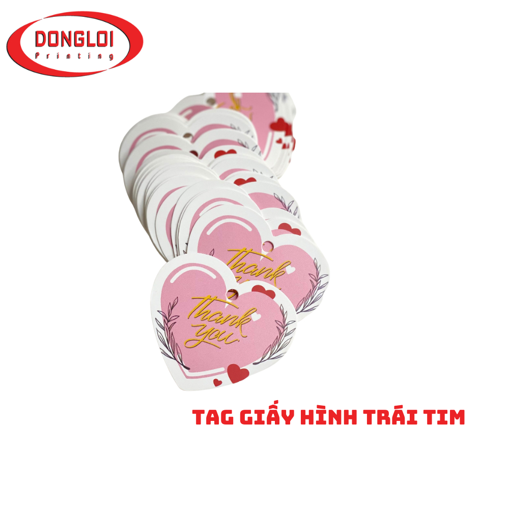 Tag Giấy Thank You Hình Trái Tim - Nhãn Cảm Ơn Dành Cho Shop Quần Áo Combo 100 Chiếc