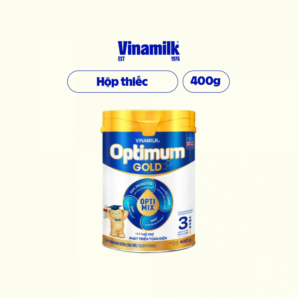 2 Hộp Sữa bột Vinamilk Optimum Gold 1 - Hộp thiếc 400g (cho bé từ 0 - 6 tháng tuổi)