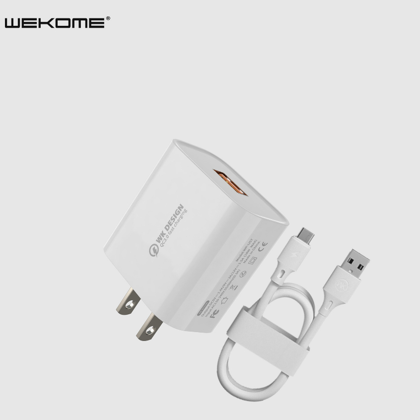 Bộ sạc nhanh 18W Wekome kèm dây sạc 1m siêu bền dành cho các dòng thiết bị ip8 x 11 12 13promax