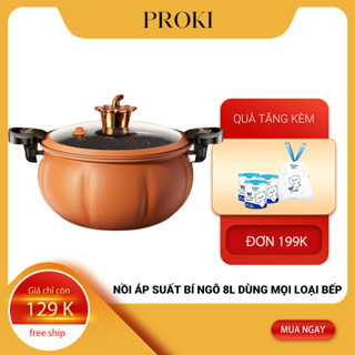 Nồi Áp Suất Bí Ngô 8L Thông Minh, Nồi Hầm 4in1 Đa Năng, Nồi Hầm Gà, Cháo - Nồi Chiên, Xào, Nấu Lẩu, Nấu Cơm , Nấu Thức