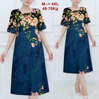 ĐẦM SUÔNG LỤA CỔ TRÒN IN HỌA TIẾT