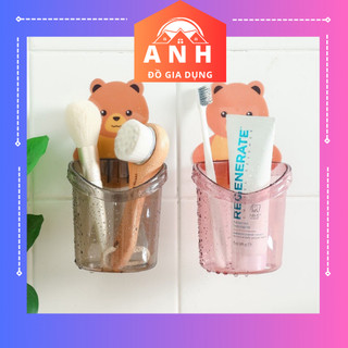 Cốc Dán Tường Hình Gấu Nâu Đựng Bàn Chải, Kem Đánh Răng, Đồ Dùng Nhà Tắm - Kệ nhà tắm dán tường, kệ đựng bàn chải hình g