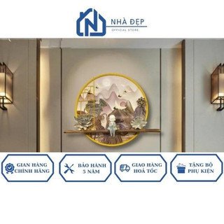 Tranh treo tường phù điêu tượng chú tiểu khung thép sơn tĩnh điện, mặt tranh tráng gương decor trang trí TD21