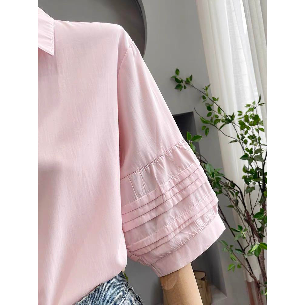 B1102- Áo sơ mi công sở nữ tay lỡ xếp ly trẻ trung LAMO