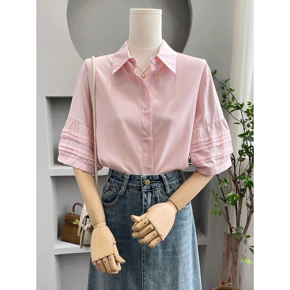 B1102- Áo sơ mi công sở nữ tay lỡ xếp ly trẻ trung LAMO