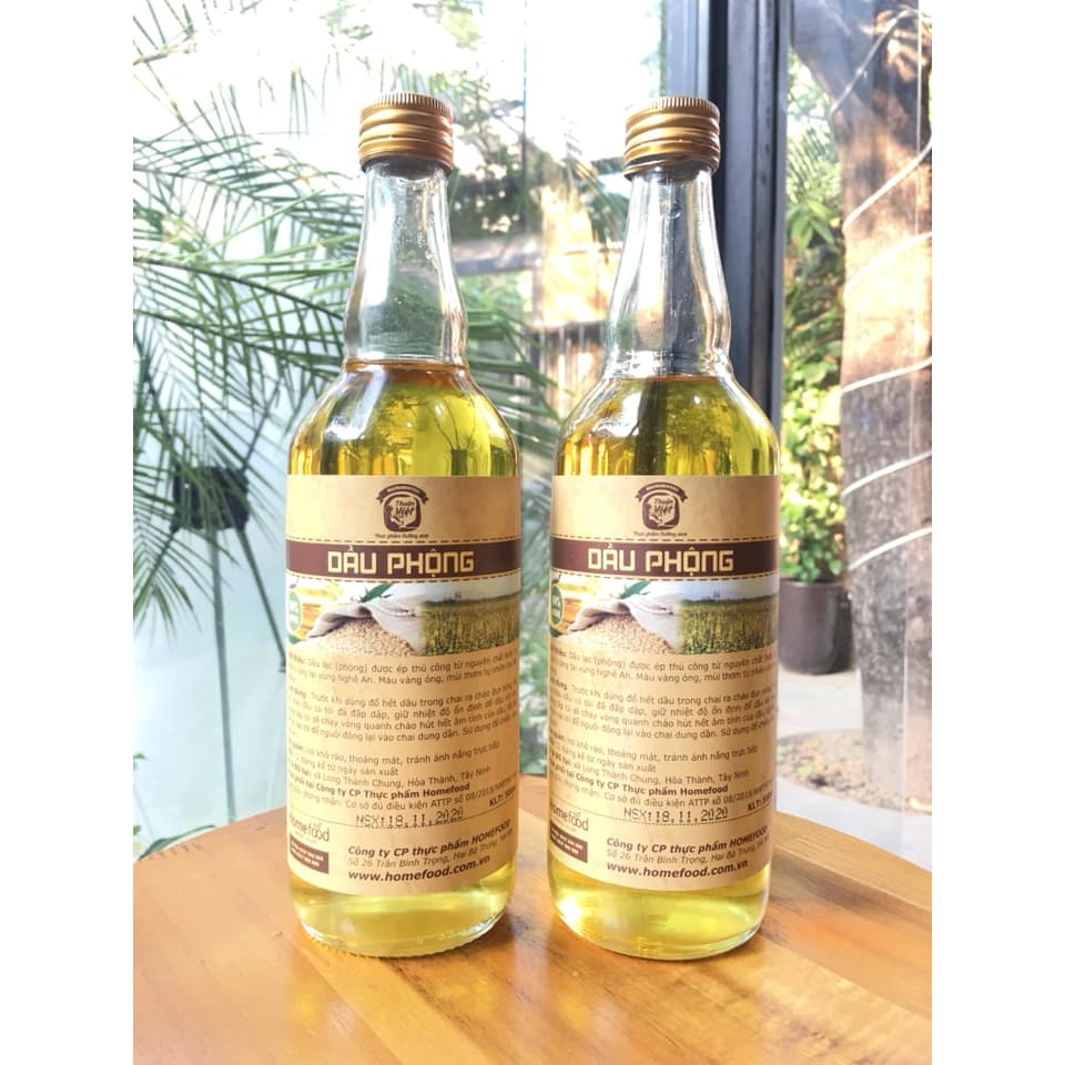 Dầu phộng  Homefood - chai 500ml nguyên chất, không tinh luyện