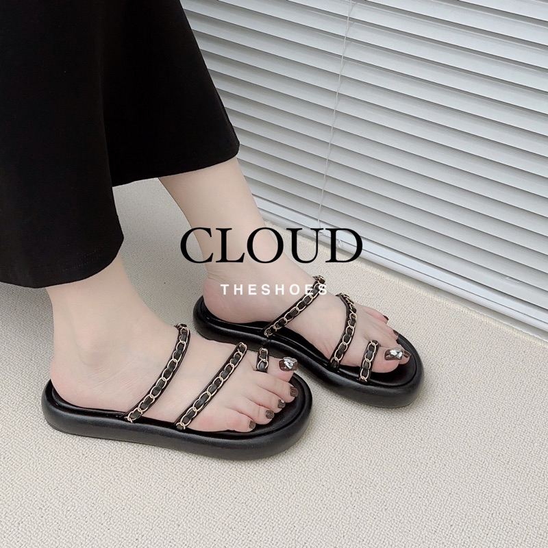 Dép đế bằng mũi tròn phối xích