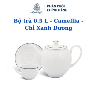 Bộ Ấm Trà 0.5 L Camellia - Chỉ Xanh Dương - Gốm sứ cao cấp Minh Long I