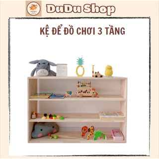 Kệ gỗ thông phủ bóng 3 tầng an toàn cho bé, kệ để đồ cho bé, giá kệ decor nội thất