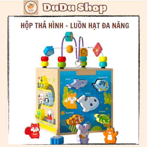 Hộp thả hình - Luồn hạt đa năng (Đồ chơi GIÁO DỤC MONTESSORI thông minh)