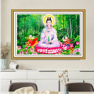 Tranh thêu chữ thập quan thế âm bồ tát 43cm x 63cm