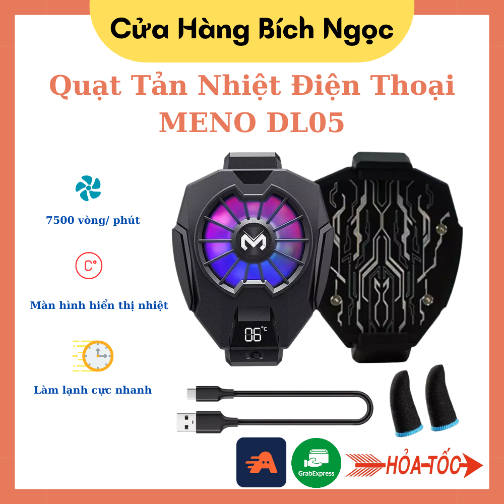Quạt Tản Nhiệt Điện Thoại MENO Sò Lạnh DL05, Tốc Độ Làm Lạnh Nhanh, Màn Hình Hiển Thị Nhiệt Độ Thiết Bị