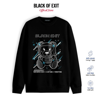 Áo Sweater New Bear nỉ bông form rộng Unisex Cotton BLACK OF EXIT nam nữ thu đông Local Brand