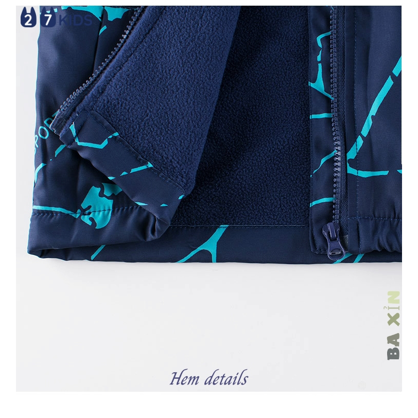 Áo khoác gió chần bông 27kids dài tay có mũ khoá kéo cho bé trai trẻ em từ 2 đến 10 tuổi size đại xuất dư