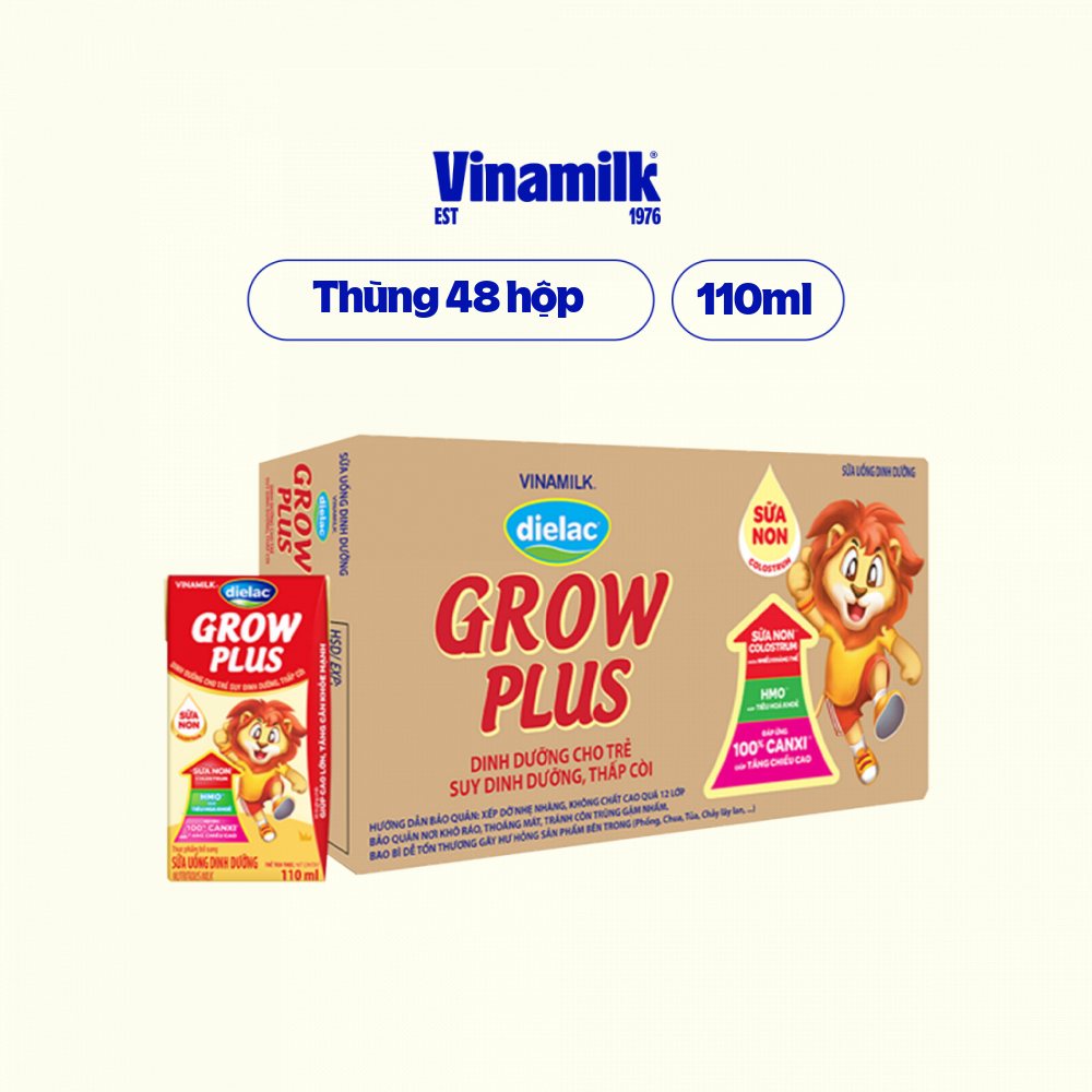 Thùng 48 hộp Sữa Non Vinamilk Dielac Grow Plus Sữa Uống Dinh Dưỡng 110ml