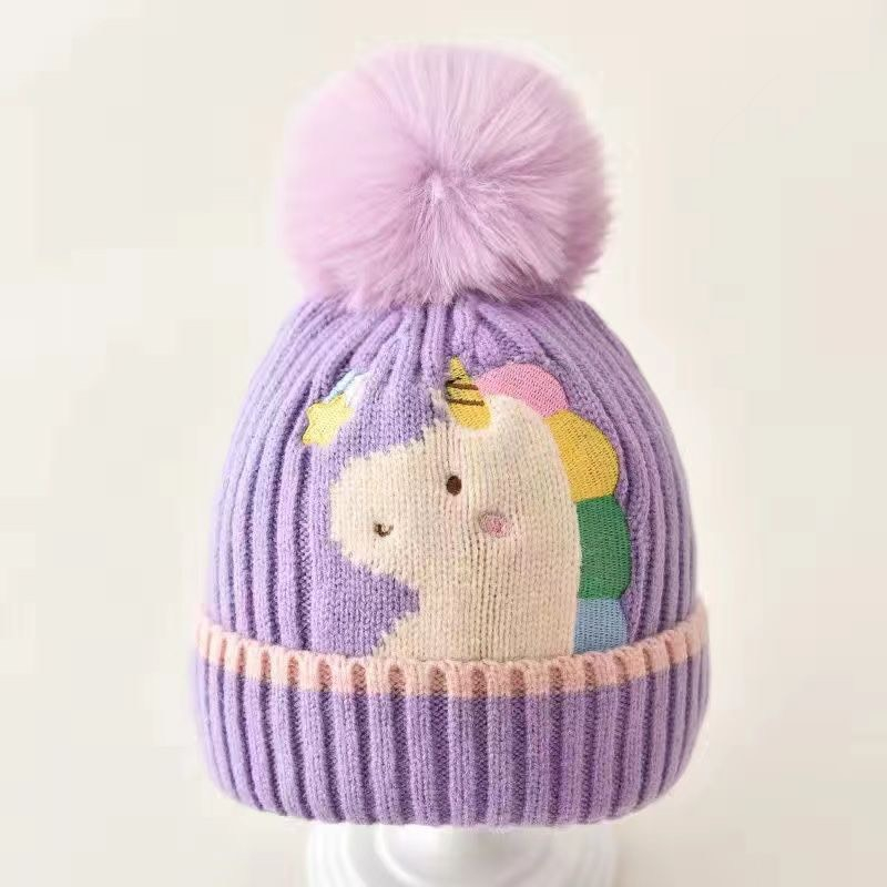 Mũ len hình gấu, thỏ, kỳ lân, khủng long và có bông trên đầu siêu cute dành cho bé từ 5 tháng - 2 tuổi