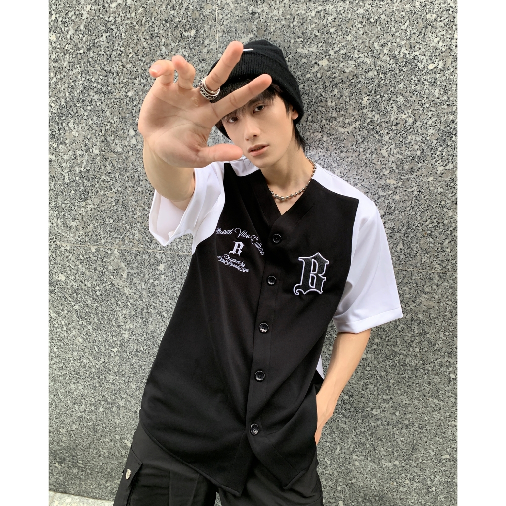 Áo bóng chày BOIZCLUB tay lỡ form rộng unisex nam nữ