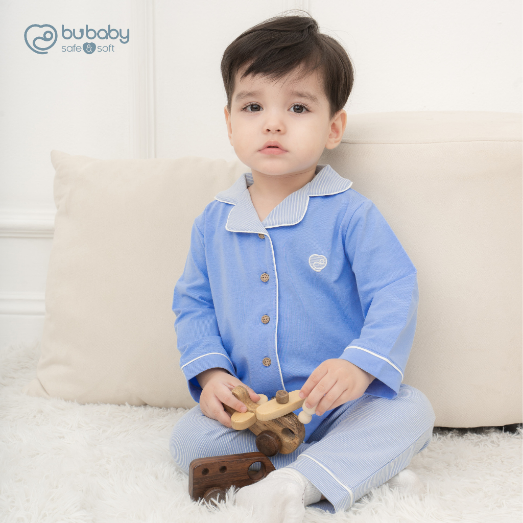 Bộ Pyjamas cho bé, Bộ Quần Áo cho bé mặc nhà chất liệu Sợi Tre Cotton BU Baby BBC110202