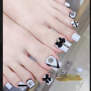 A6 bộ 24 móng chân giả màu trắng