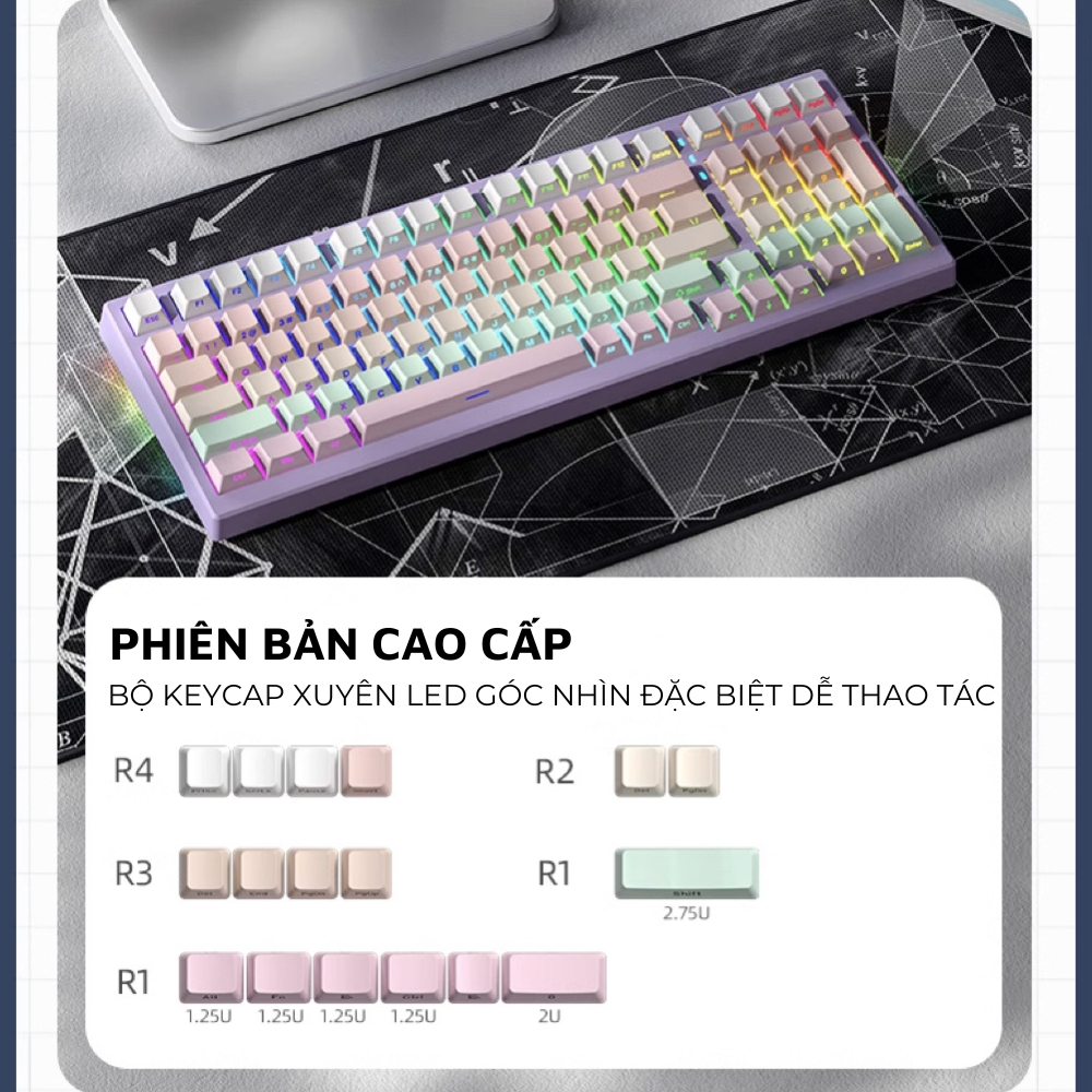 Bàn Phím Cơ Bluetooth Không Dây XM98 PRO LED RGB Cao Cấp Hotswap 5 Pin, Lót Foam, PIN Trâu | BigBuy360 - bigbuy360.vn