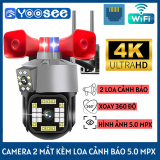 Camera Wifi Yoosee 2 Mắt Ngoài Trời 8.0 MPX Xoay 360, Loa Kép Công Suất Lớn , Đàm Thoại