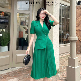 Đầm vest Nhật Vy dập ly form dáng dài chất lụa sọc gân phù hợp đi chơi dạo phố cafe - D2828