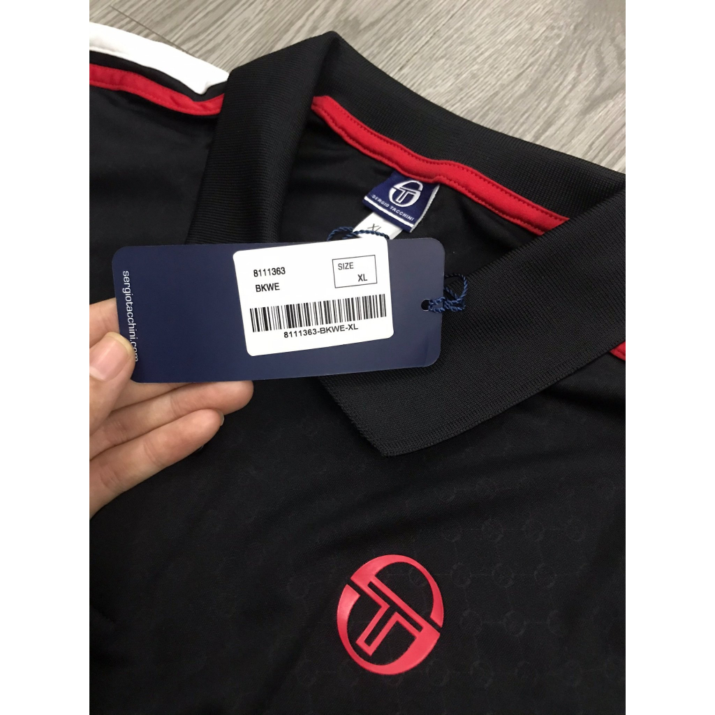 Polo Tennis Sergio Tacchini họa tiết Vân Chìm Sang Trọng sẵn size M L XL á