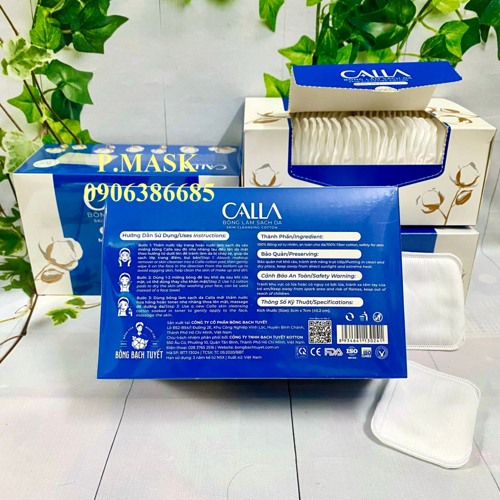 Bông tẩy trang Bông Bạch Tuyết CALLA XỎ NGÓN Dạng Túi, làm sạch da 80 miếng / hộp