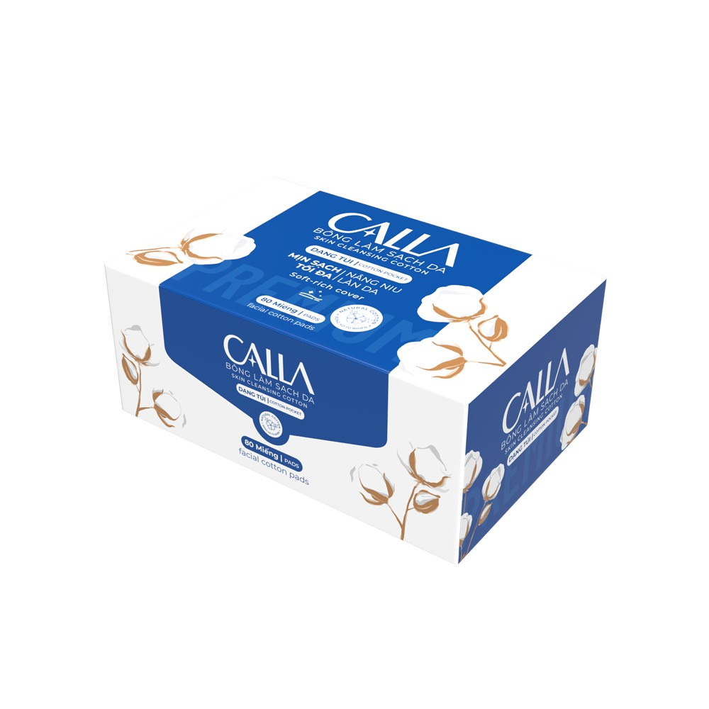 Bông tẩy trang Bông Bạch Tuyết CALLA XỎ NGÓN Dạng Túi, làm sạch da 80 miếng / hộp
