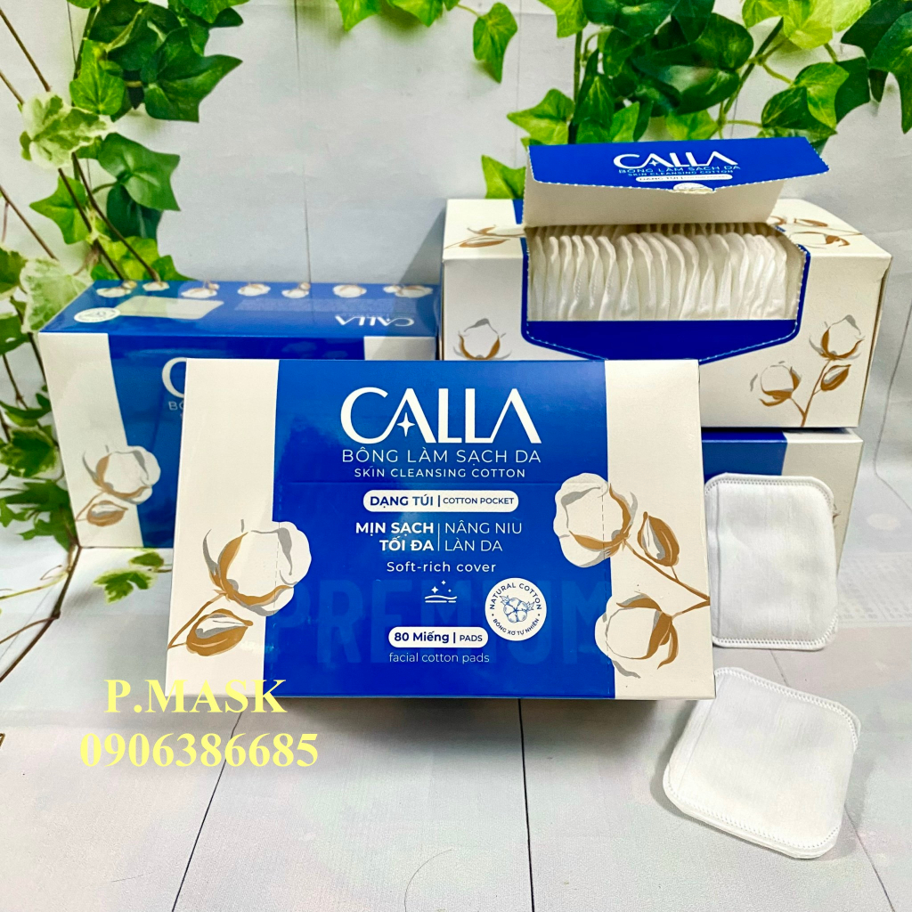 Bông tẩy trang Bông Bạch Tuyết CALLA XỎ NGÓN Dạng Túi, làm sạch da 80 miếng / hộp