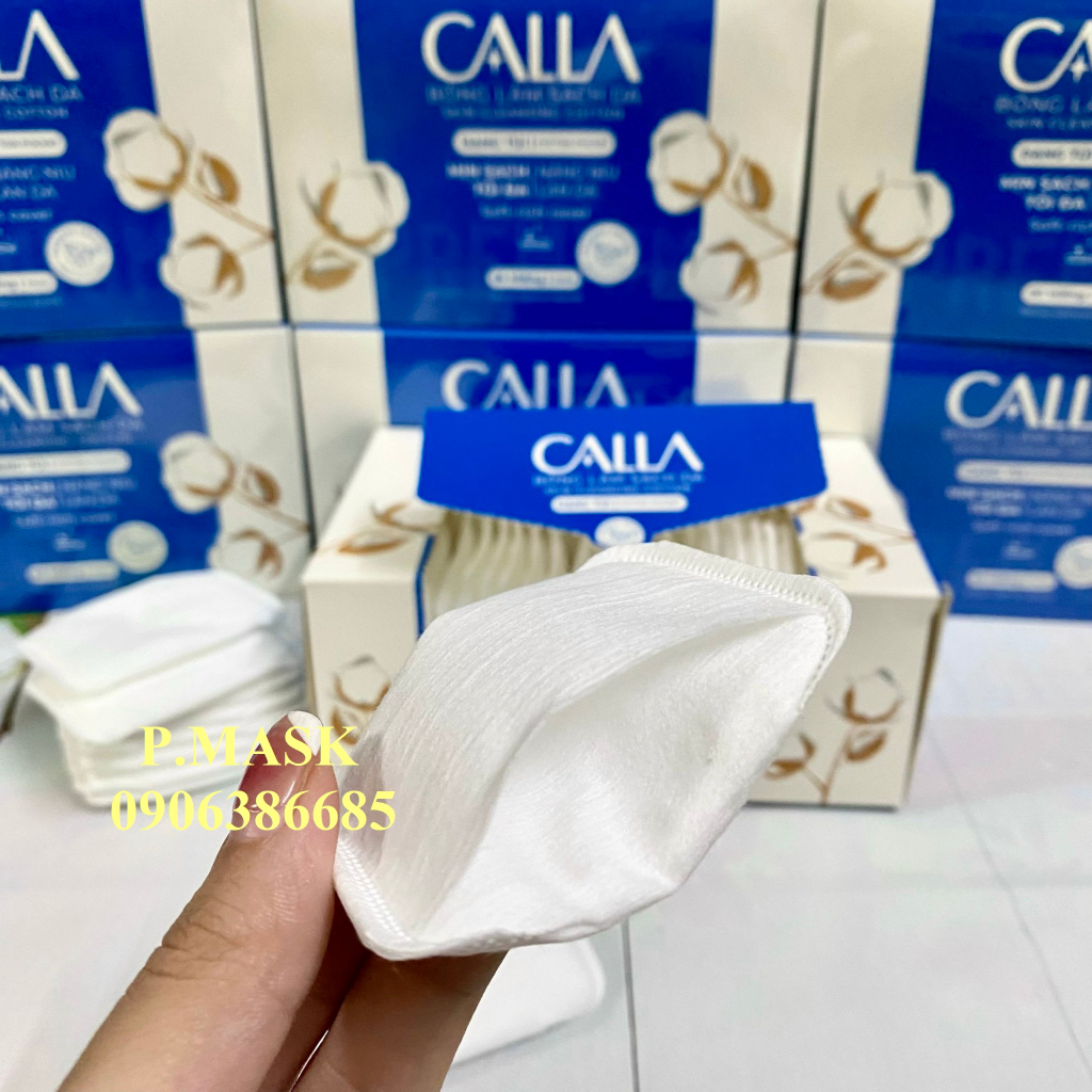 Bông tẩy trang Bông Bạch Tuyết CALLA XỎ NGÓN Dạng Túi, làm sạch da 80 miếng / hộp