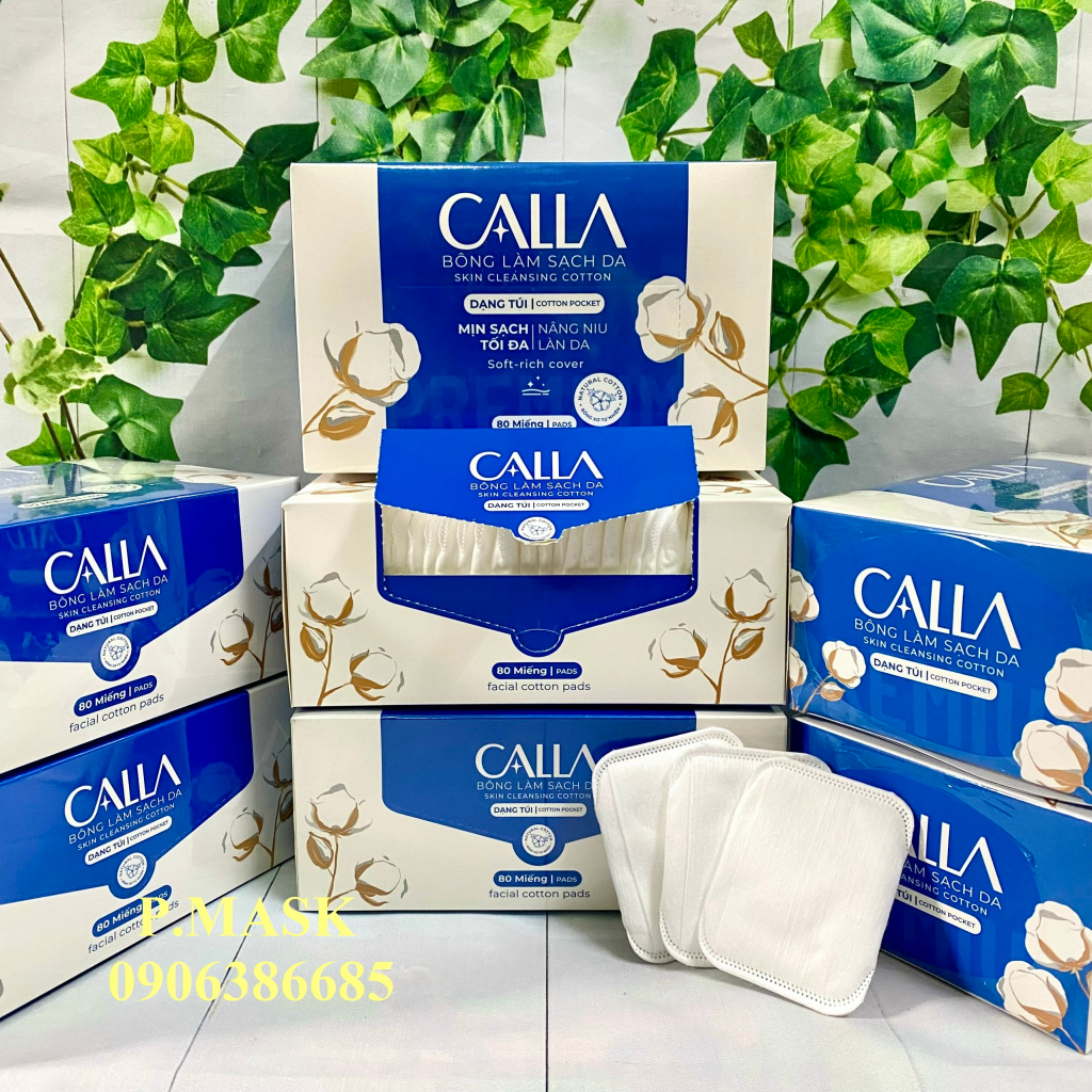Bông tẩy trang Bông Bạch Tuyết CALLA XỎ NGÓN Dạng Túi, làm sạch da 80 miếng / hộp
