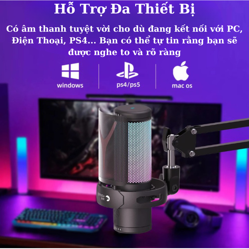 Bộ Micro GM7 Cắm Cổng USB Cho Máy Tính PC / PS4 game console / XBOX, Micro Thu Âm, Livestream, Podcast, stream gaming