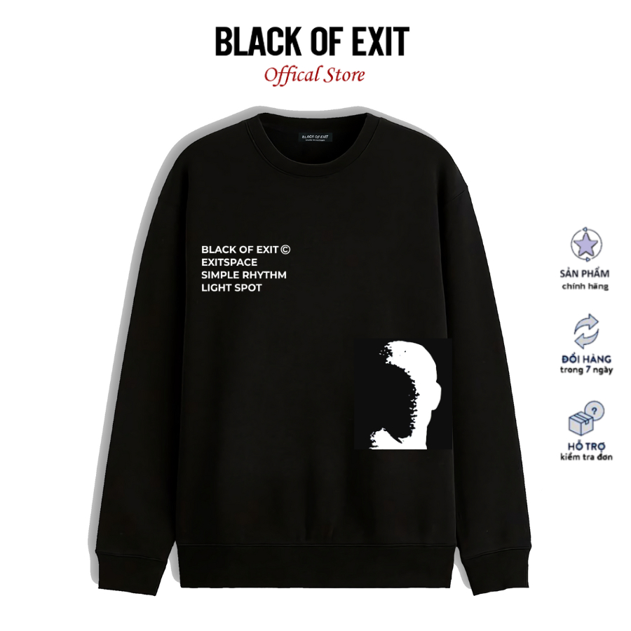 Áo Sweater Unisex Nỉ Bông Cotton BLACK OF EXIT Light Spot nam nữ form rộng thu đông Local Brand