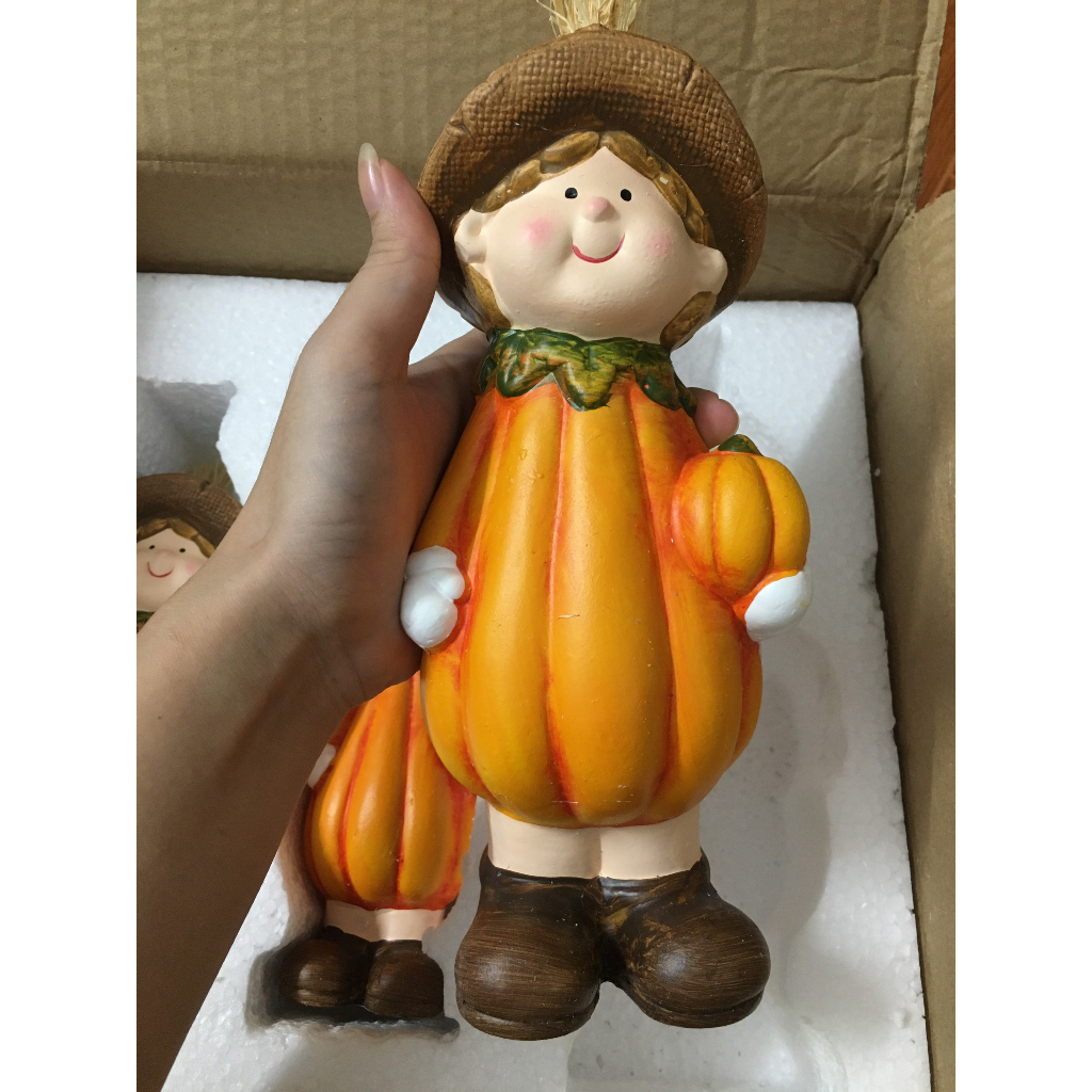 Set tượng chú bé Bí Ngô decor mùa thu