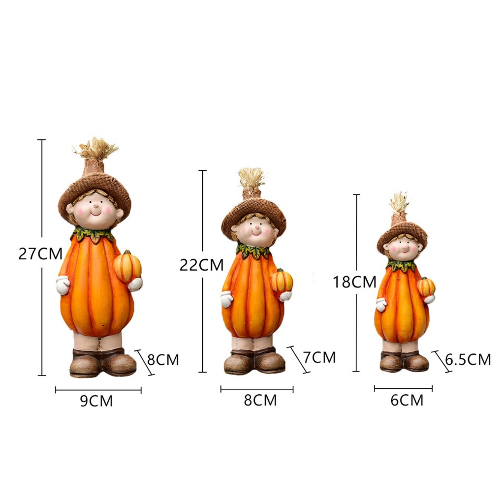 Set tượng chú bé Bí Ngô decor mùa thu