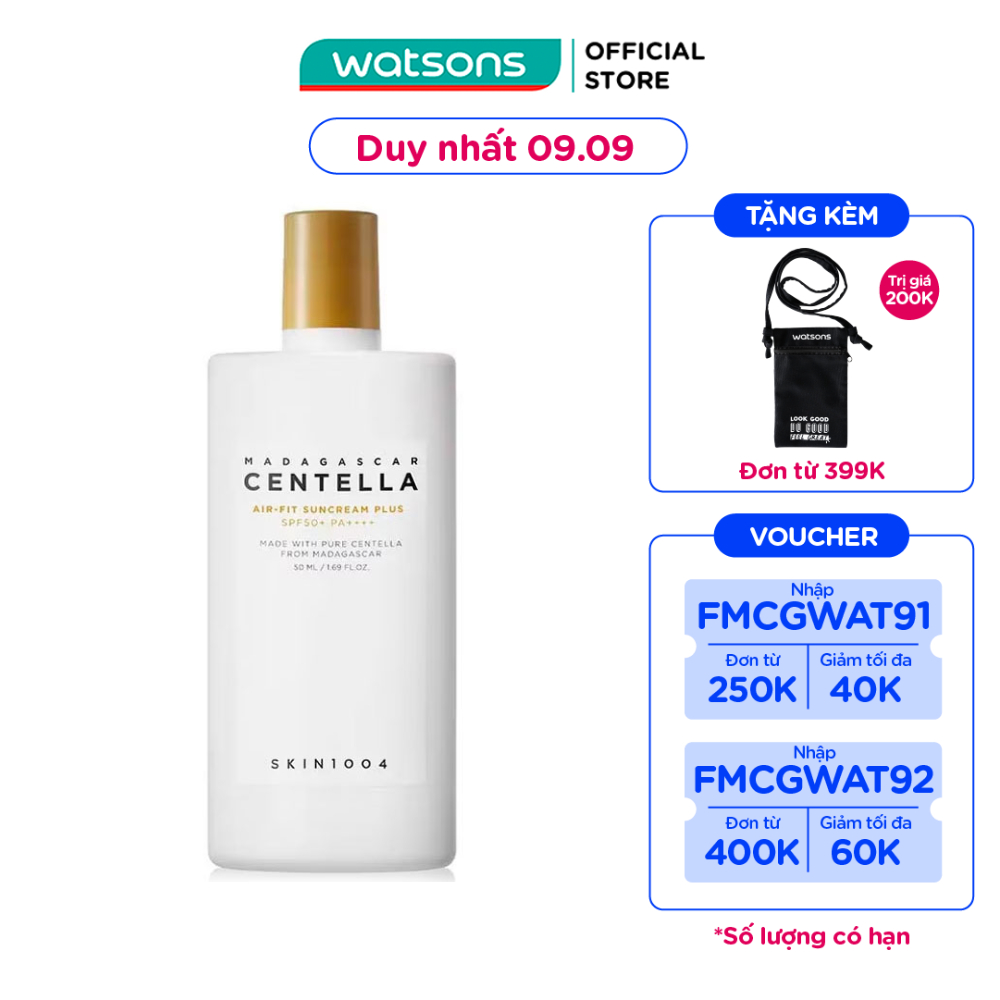 Kem Chống Nắng Skin1004 Madagascar Centella Air-Fit SunCream Plus SPF50+ PA++++ 50ml
