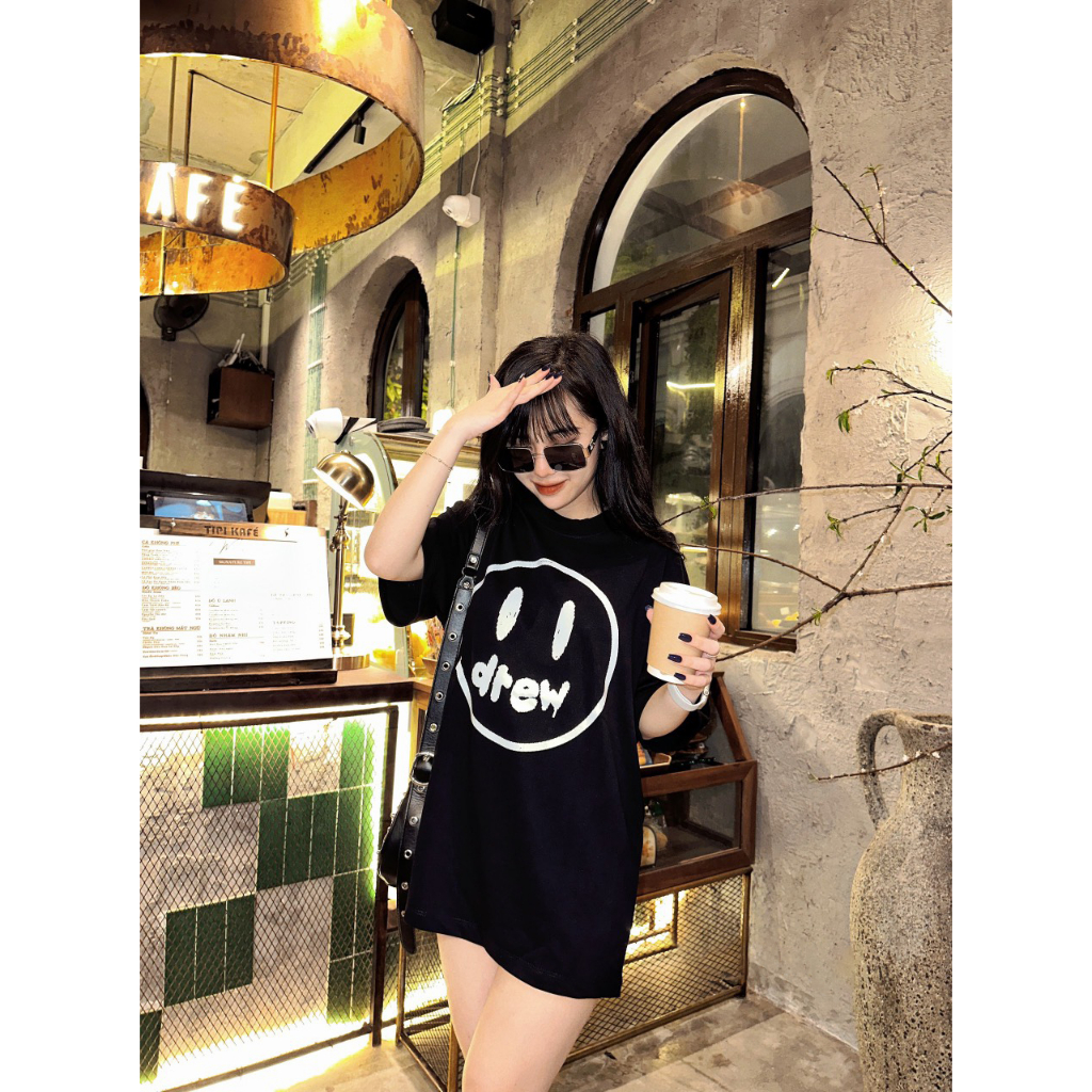 Áo Phông In Hình Mặt Cười Nam Nữ Form Rộng Tay Lỡ, Áo Thun Local Brand Unisex Vải Cotton Thoáng Mát