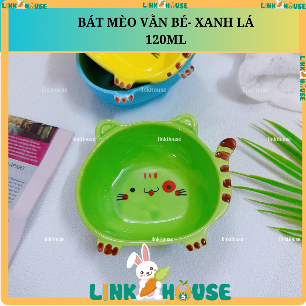 Bát Ăn Dặm, Chén Ăn Dặm Hình Mèo Bằng Gốm Sứ Cap Cấp Cho Bé