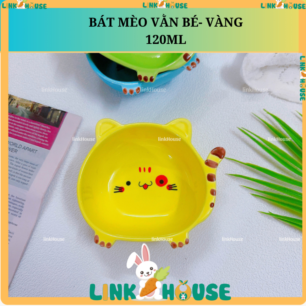 Bát Ăn Dặm, Chén Ăn Dặm Hình Mèo Bằng Gốm Sứ Cap Cấp Cho Bé
