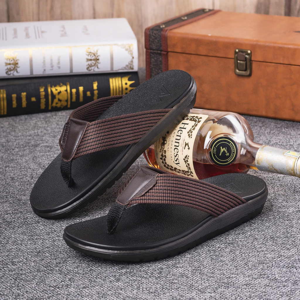 Dép nam xỏ ngón đẹp quai ngang kiểu quai hậu đế bánh mì chất liệu da tông lê cao cấp bảo hành 1 năm DK44 TIMAN