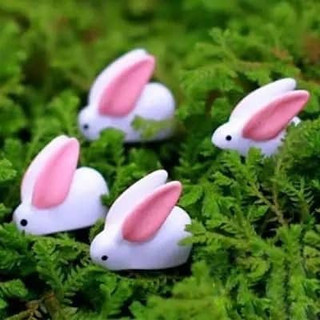Tiểu cảnh trang trí Chú thỏ trắng làm phụ kiện sen đá, xương rồng, terrarium, charm slime