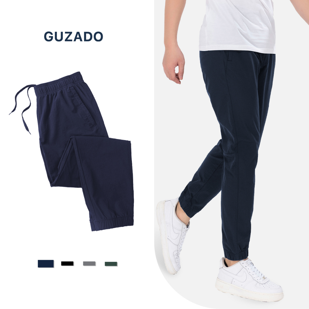 Quần Jogger Nam Thể Thao GUZADO Chất Vải Gió Cao Cấp, Khỏe Khoắn, Cạp Chun, Ống Bo,Vận Động Thoải Mái GDC02